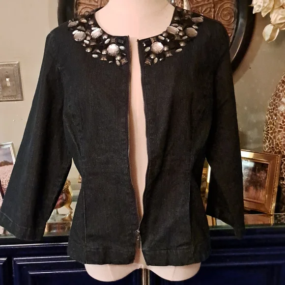 Ruby Rd. Rhinestone denim jacket - Picture 1 of 9